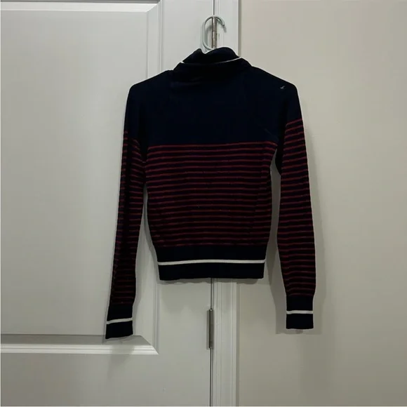 No. 21 Blue Striped Knit Logo Turtleneck Sweater Size Small - Picture 3 of 6